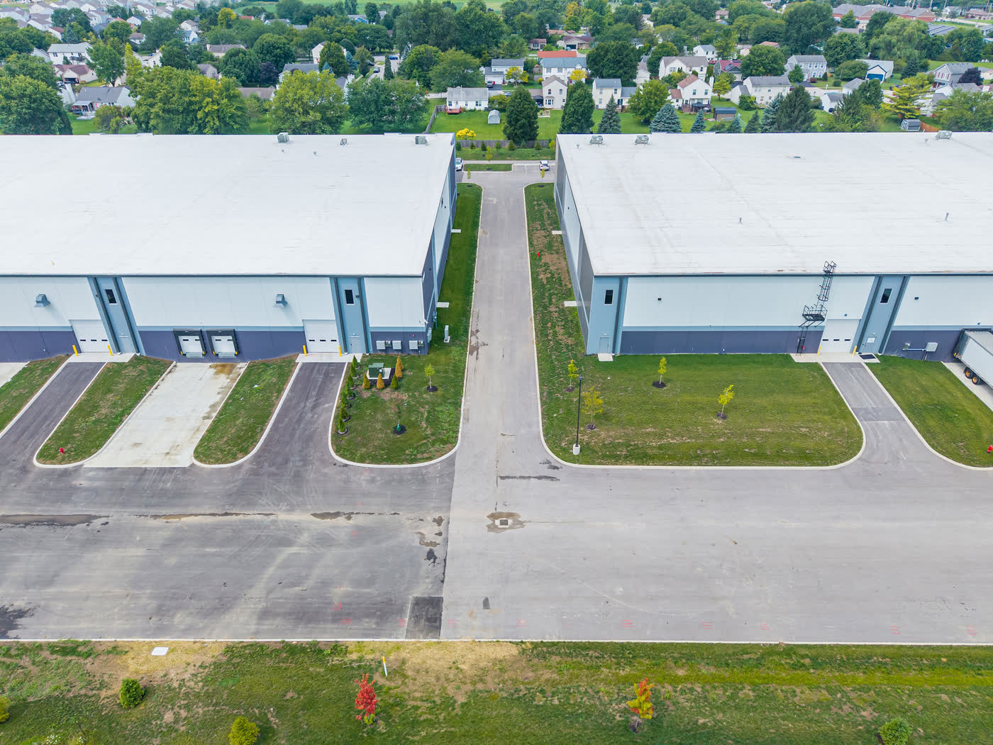 Drive aisle between the two Grove City buildings